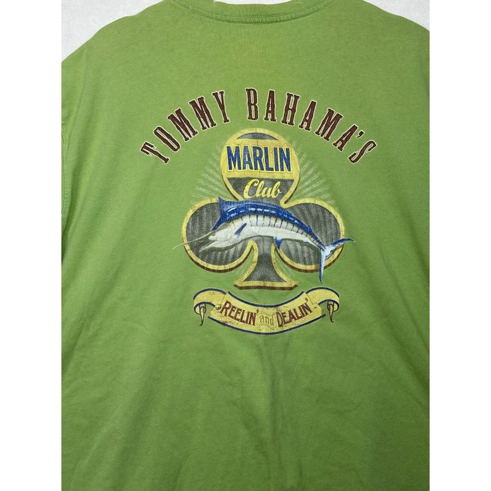 Tommy Bahama Relax Mens XXL‎ Green Marlin Club Graphic T-Shirt Reelin and Dealin